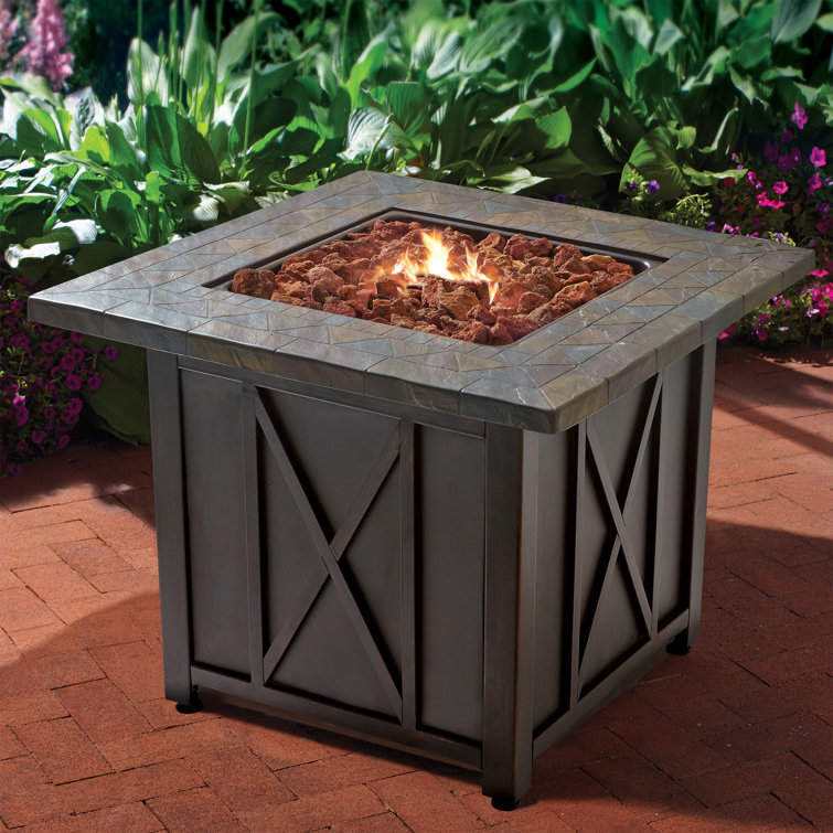 Mr. BarBQ Endless Summer 30,000 BTU LP Gas Outdoor Fire Pit Table with Lava Rock, Bronze Wayfair